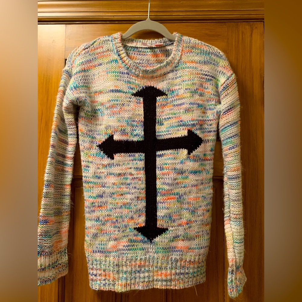 Confess Multi-Color Cross Sweater